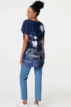 Graphic Print Relaxed Short Sleeve Tunic
