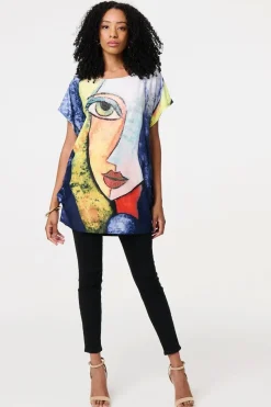 Graphic Print Short Sleeve Relaxed Tunic