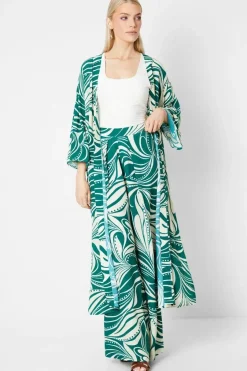 Green Abstract Wide Leg Trouser