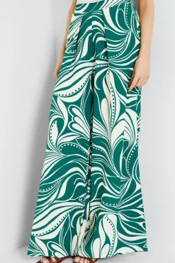 Green Abstract Wide Leg Trouser