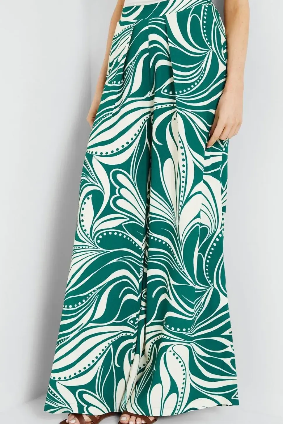 Green Abstract Wide Leg Trouser