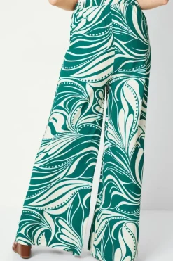 Green Abstract Wide Leg Trouser