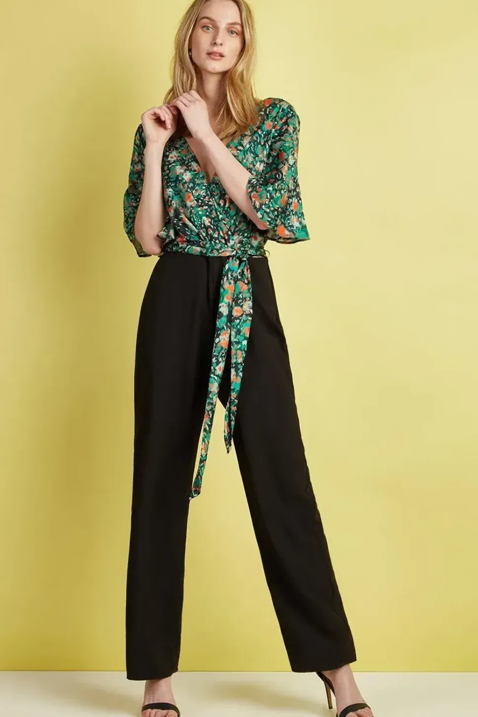 Green Animal Wrap Jumpsuit