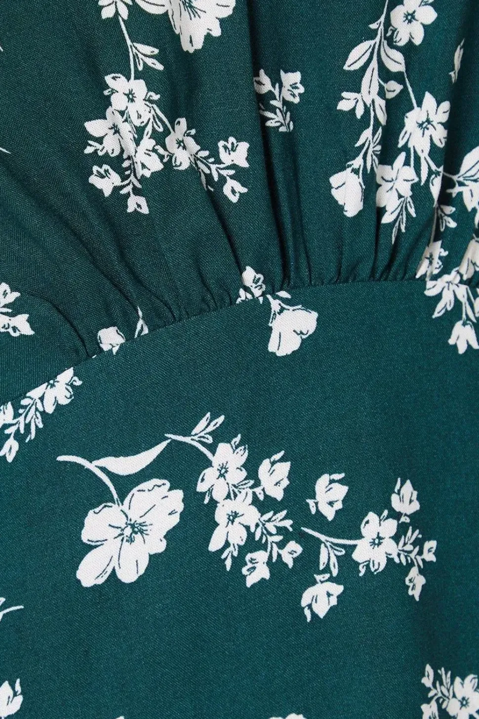 Green Ditsy Twist Neck Keyhole Blouse