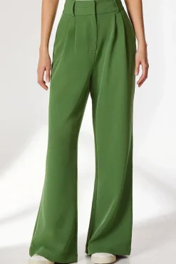 Green High Waisted Wide Leg Trouser