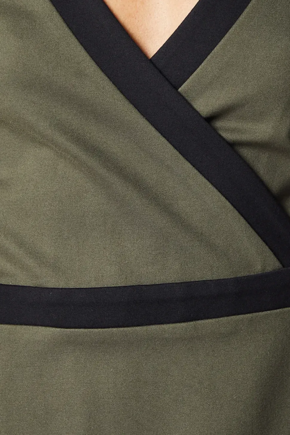Green Ponte Contrast Wrap Dress