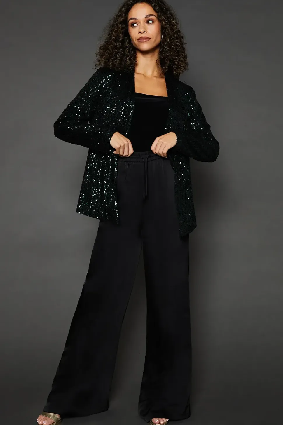 Green Sequin Waterfall Jacket