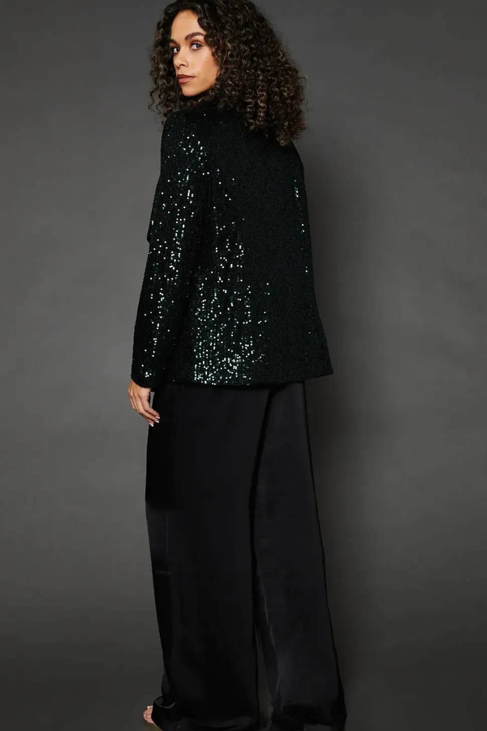 Green Sequin Waterfall Jacket
