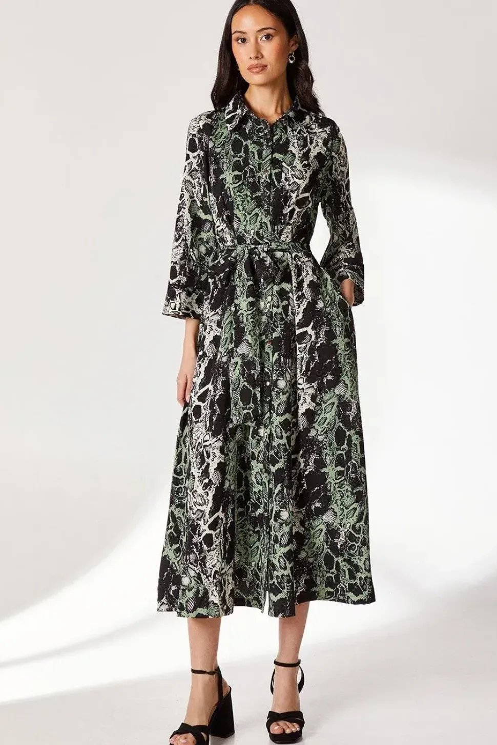 Green Snake Shirt Dress