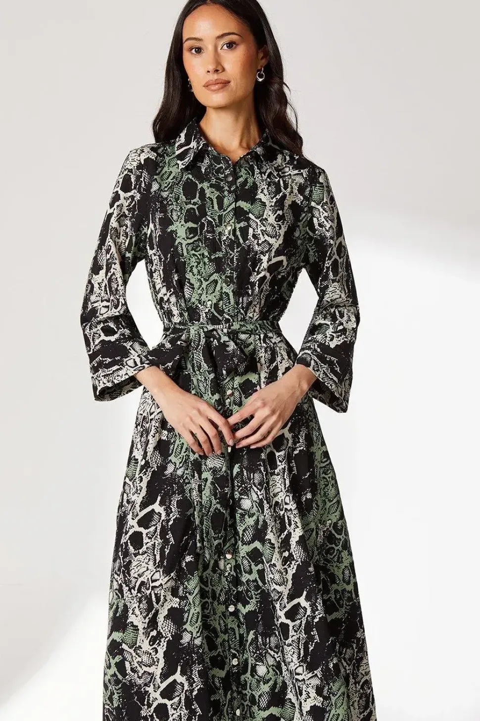 Green Snake Shirt Dress