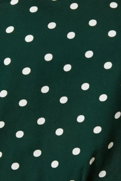Green Spot Shirred Hem Top