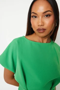 Green Tie Waist Midi Dress