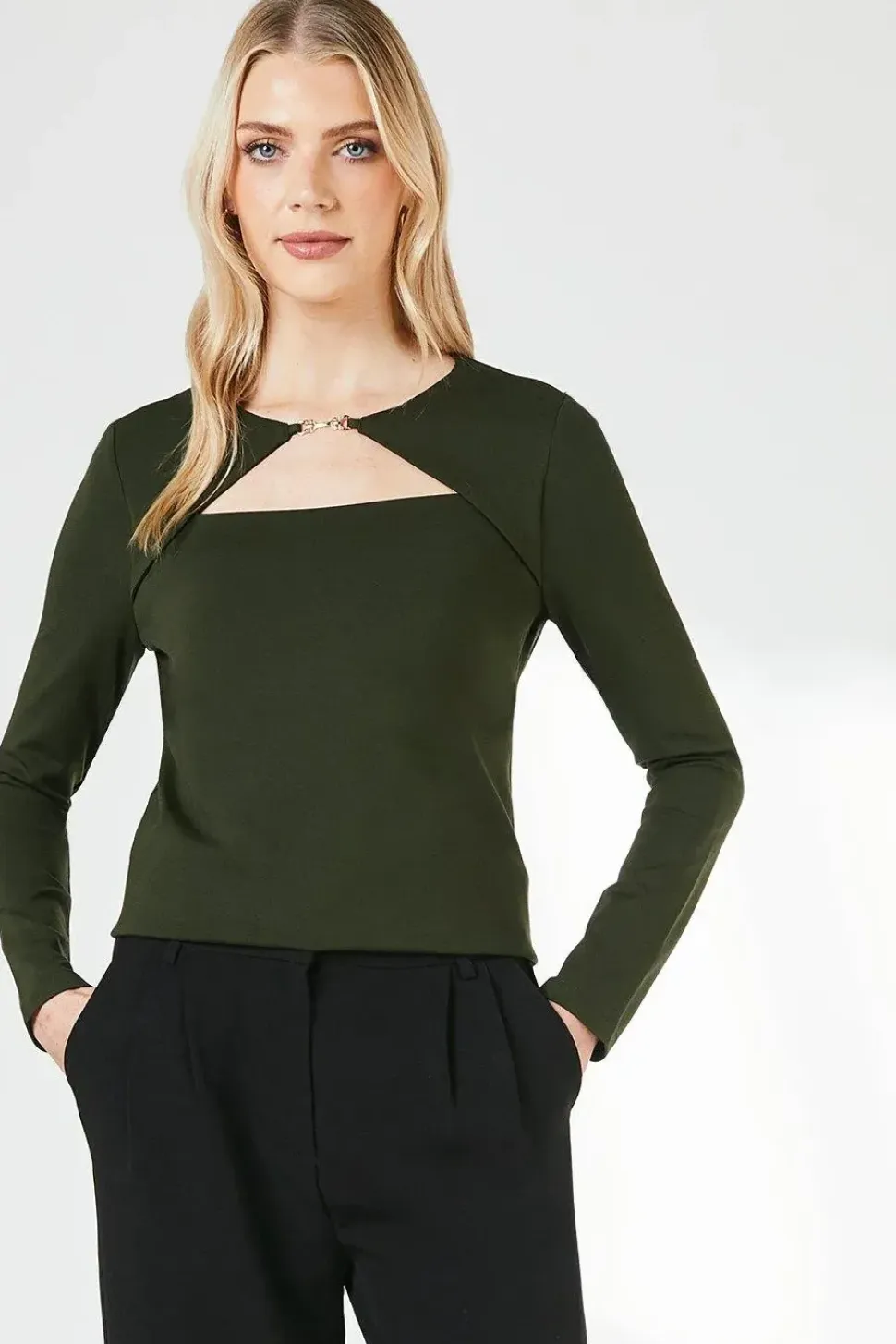 Green Trim Detail Ponte Top