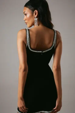 Green Velvet Pearl Mini Party Dress