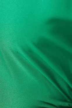 Green Waist Detail Crepe Midi Dress