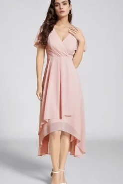 Guest Dress V Neck Ruffle Sleeve Chic And Elegant Beautiful Evening Dress