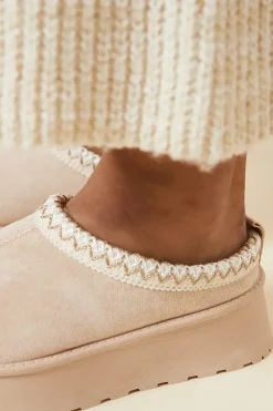 Haisley Suedette Faux Fur Lined Stitch Detail Mules