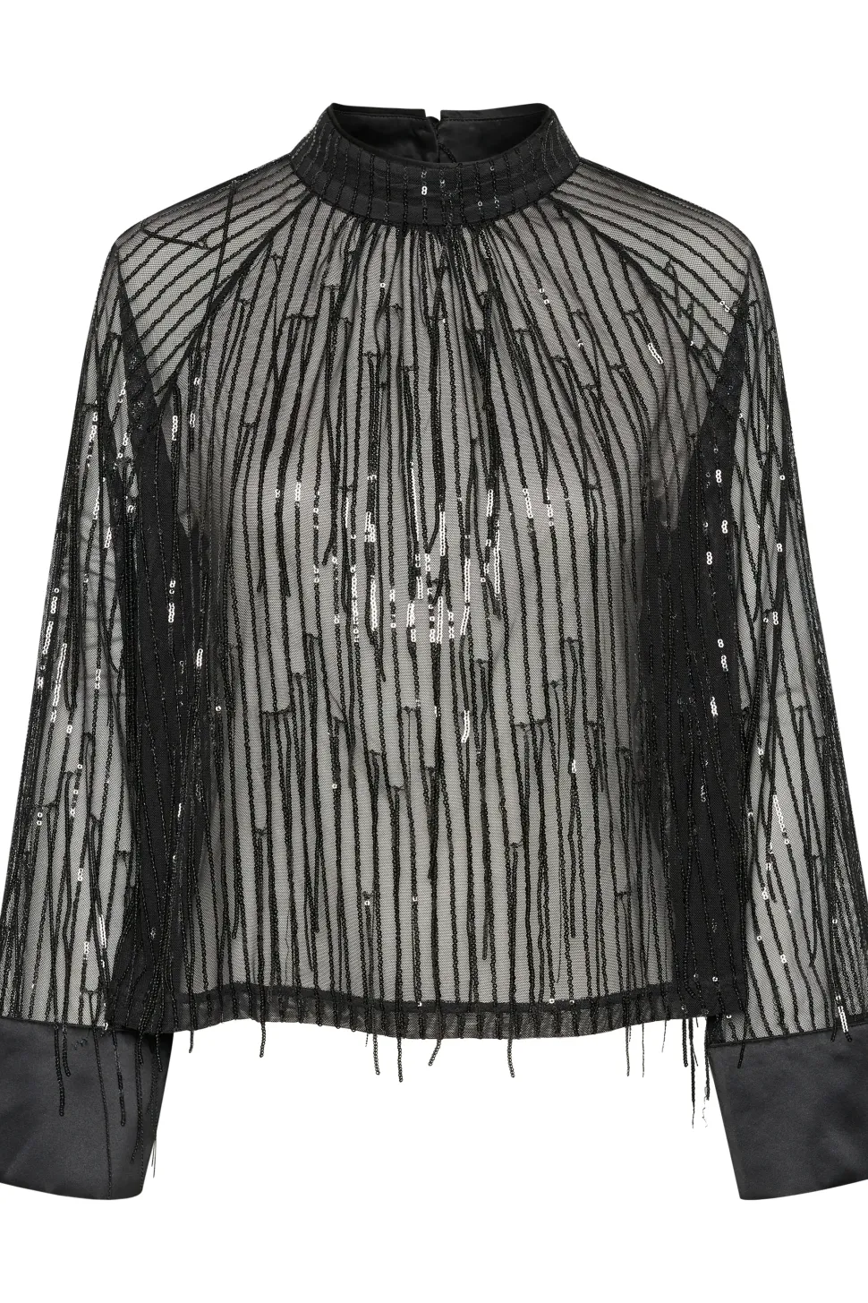 HalemaSZ Chiffon Sequin Fringe Blouse-