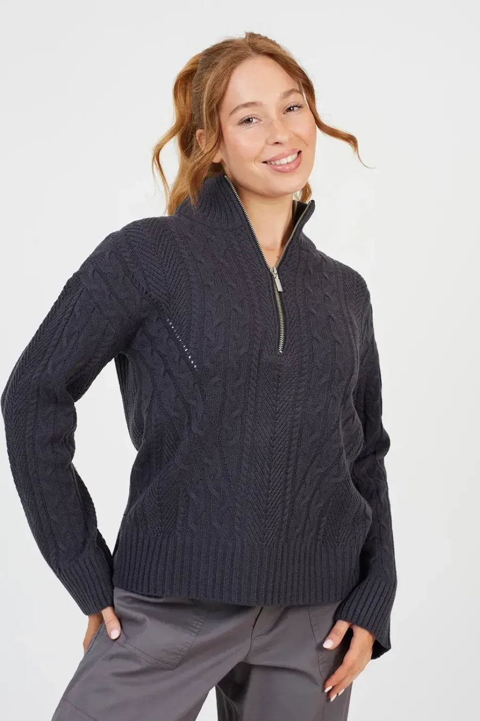 Half Zip Cable Knit Jumper