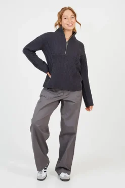Half Zip Cable Knit Jumper