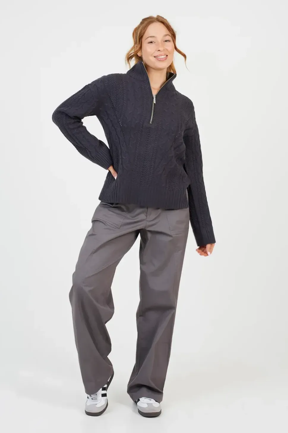 Half Zip Cable Knit Jumper