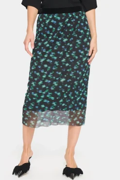 HaliejadeSZ Printed Mesh Midi Skirt-
