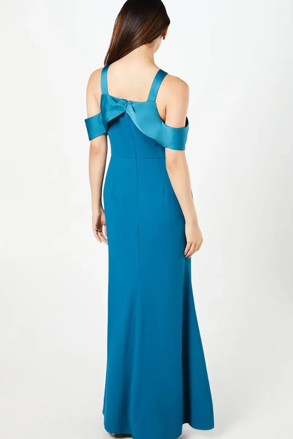 Halterneck Bow Detail Contrast Satin Maxi Dress