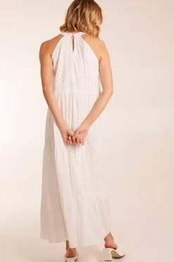 Halter Neck Broderie Detailed Maxi Dress