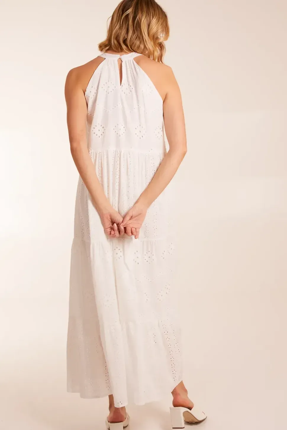 Halter Neck Broderie Detailed Maxi Dress