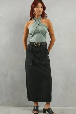 Halter Neck Criss Cross Jersey Body Fit Top
