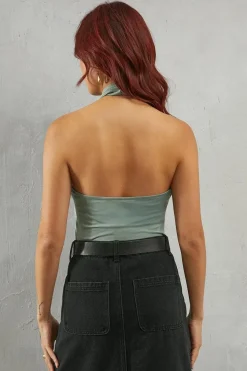Halter Neck Criss Cross Jersey Body Fit Top