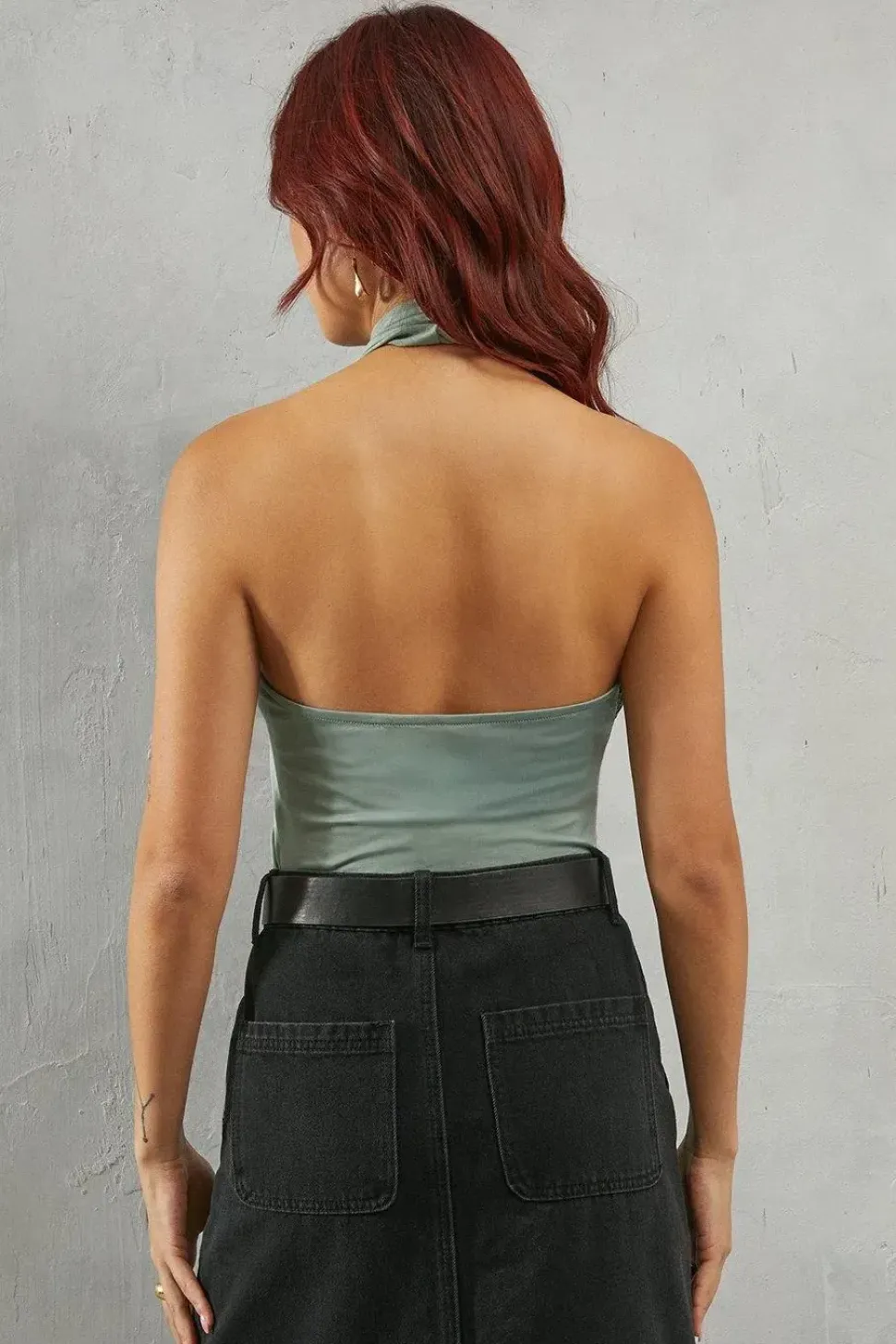 Halter Neck Criss Cross Jersey Body Fit Top