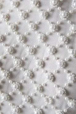 Halterneck Pearl Embellishment Georgette Wedding Dress