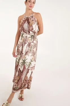Halter Neck Satin Dress
