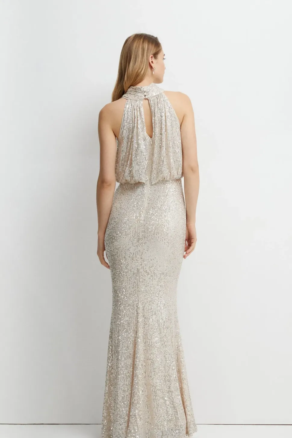 Halterneck Sequin Bridesmaids Maxi Dress