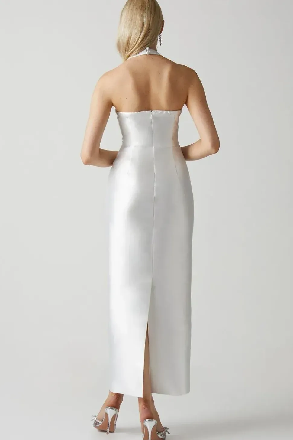 Halterneck Twill Column Wedding Dress