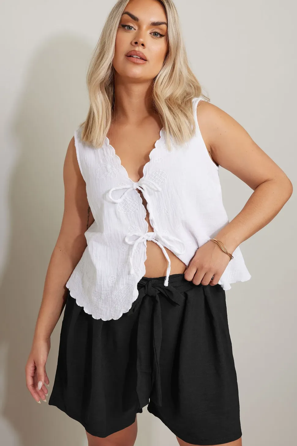 Hammered Satin Belted Shorts