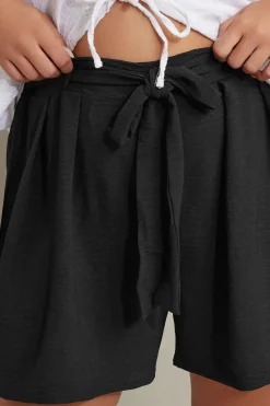 Hammered Satin Belted Shorts