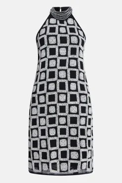 Hand Beaded Halter Neck Mini Dress