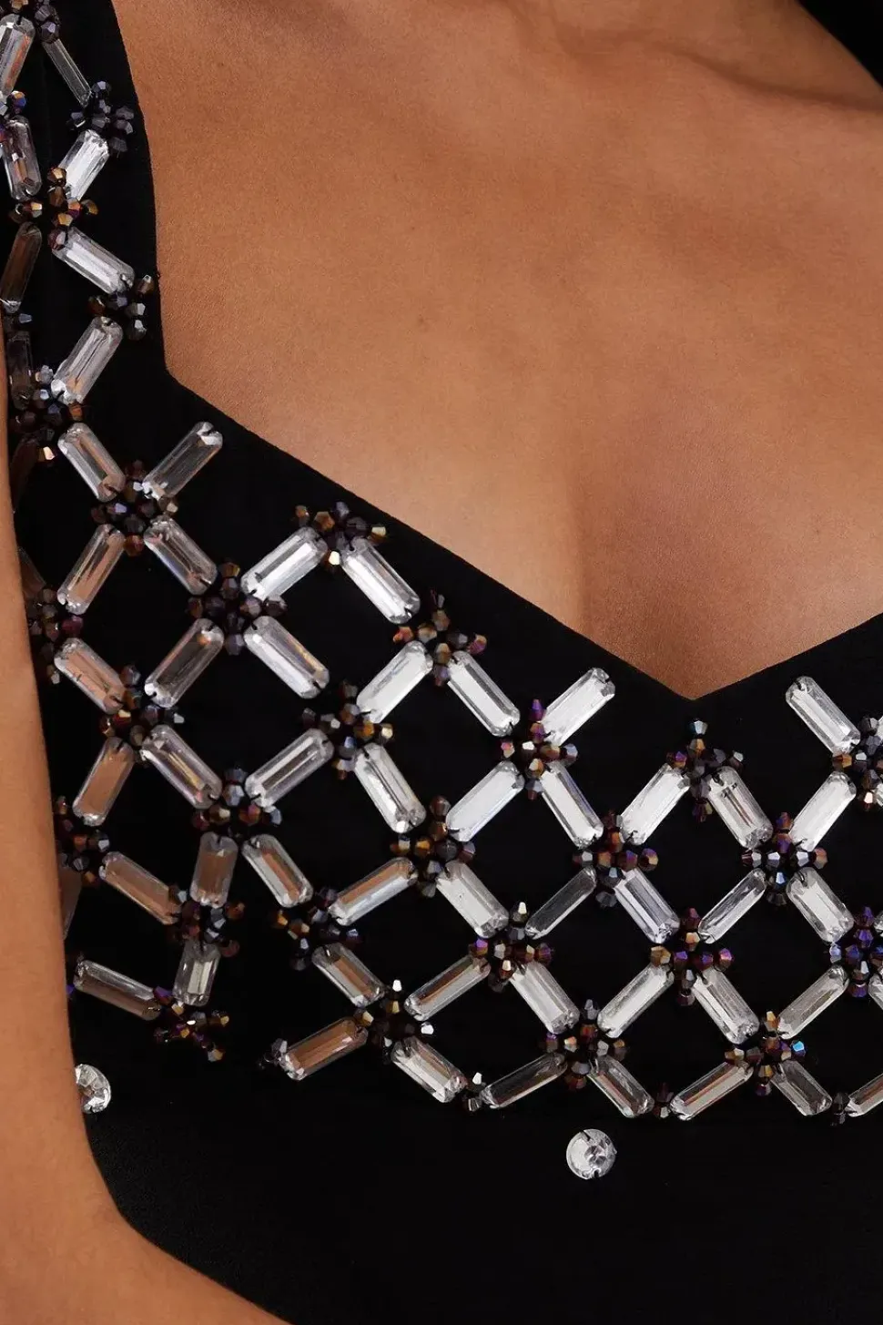 Hand Embellished Sequin Panel Georgette Mini Dress