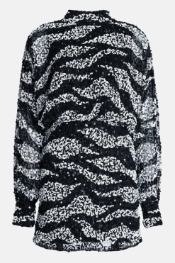 Hand Embellished Sequin Zebra Mini Dress