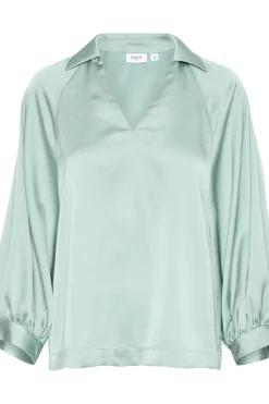 HandianiSZ Johnny Collar Satin Blouse-