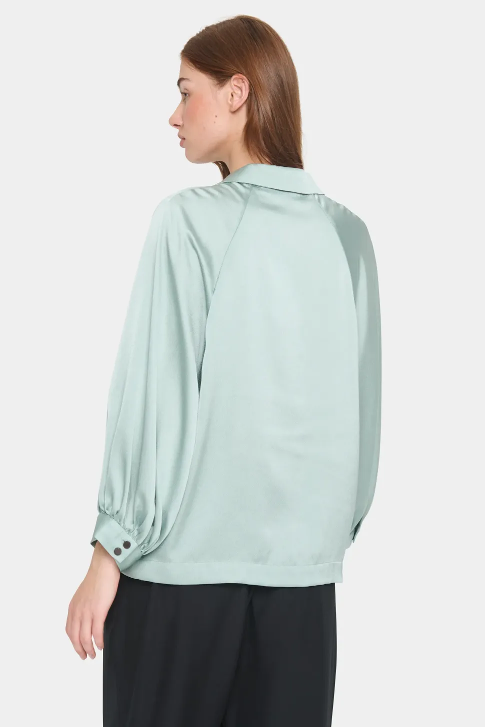 HandianiSZ Johnny Collar Satin Blouse-