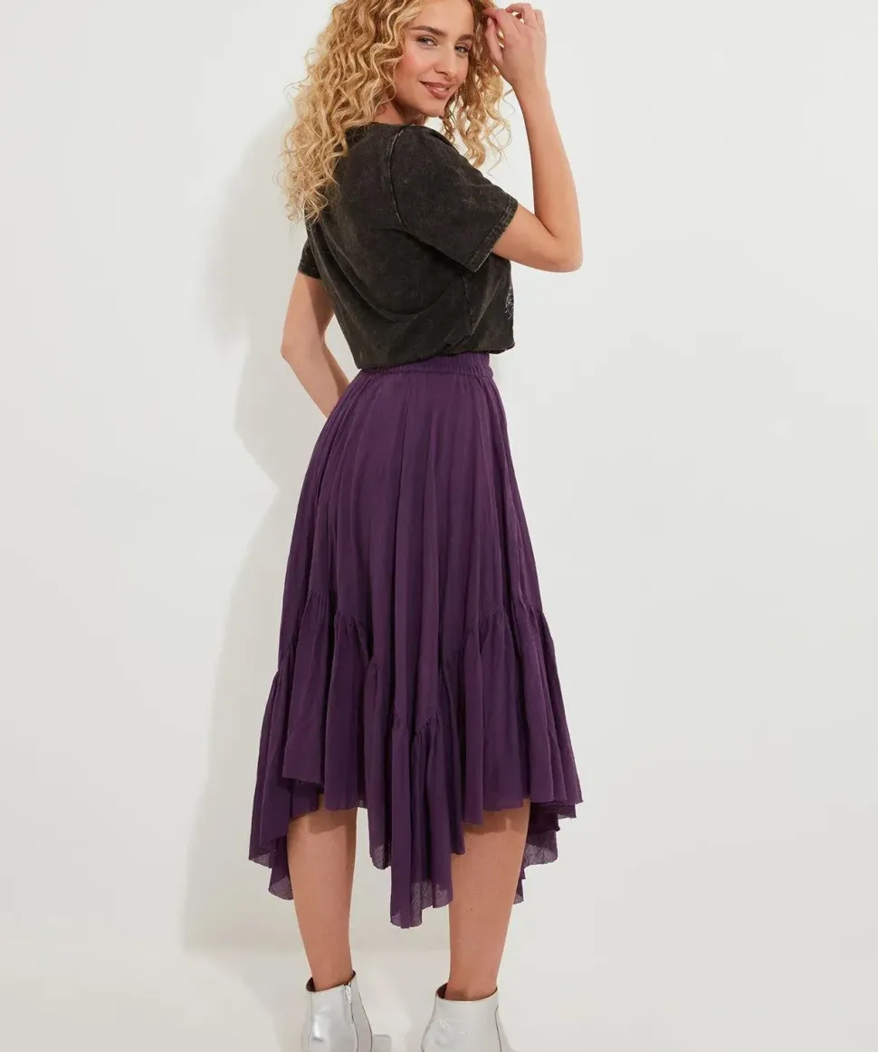 Handkerchief Hem Maxi Skirt