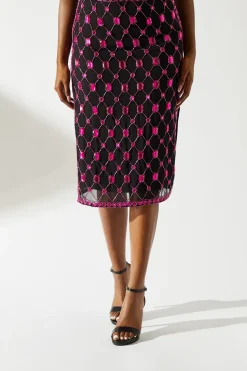 Hand Stitched Jewel Pencil Skirt
