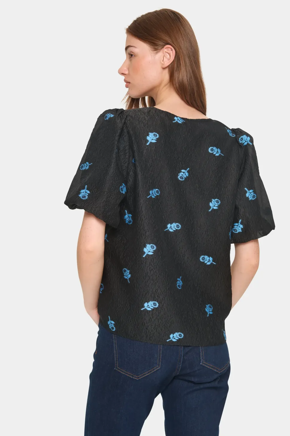 HannahSZ Blouse V-neck Short Sleeves-
