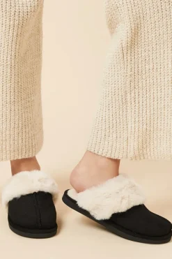 Harleen Suedette Faux Fur Lined Mule Slippers