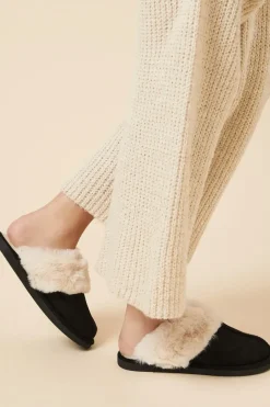 Harleen Suedette Faux Fur Lined Mule Slippers
