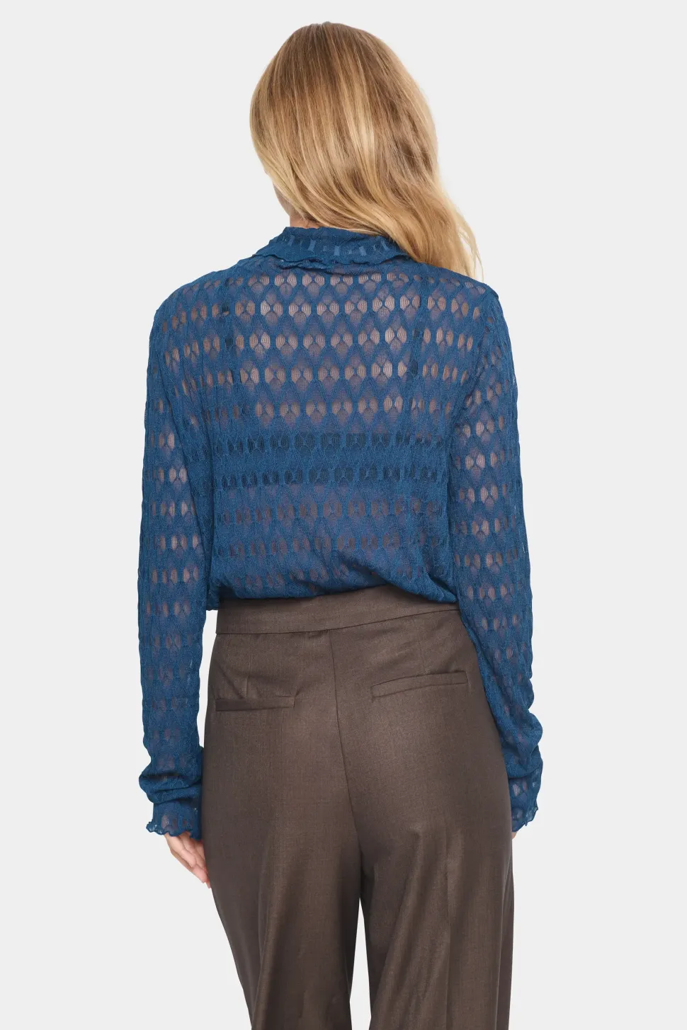 HattieSZ Lace Blouse Slim Fit High Neck-