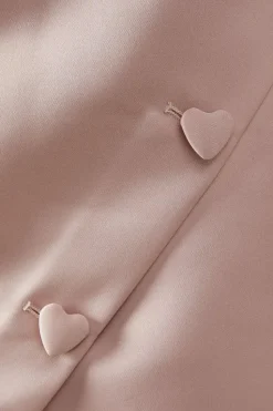 Heart Button Satin A Line Mini Dress